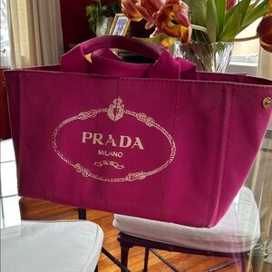 Prada Fuchsia Canvas Tote